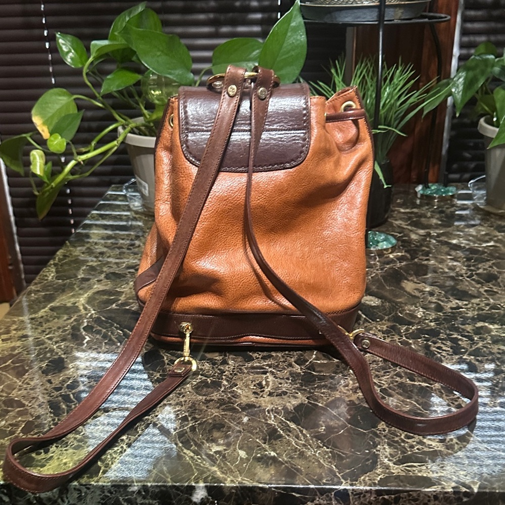 Brown Leather Drawstring Backpack - Men - image 5